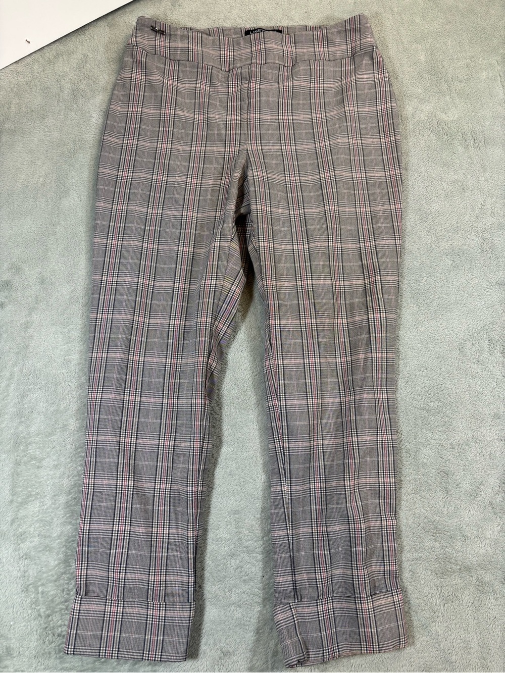 Lisette L Montreal Cuffed Plaid Ankle Pants Slim Trousers Stretch